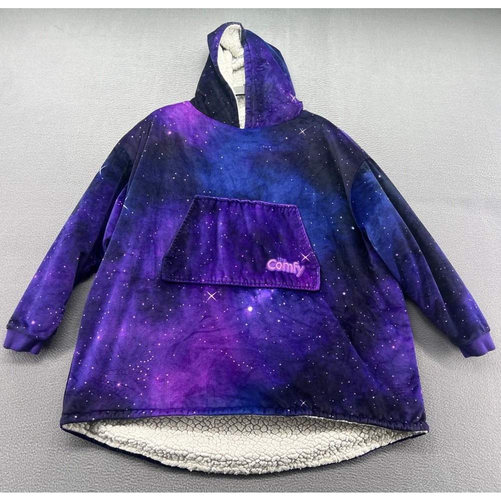The Comfy Wearable Blanket Hoodie Galaxy Space Purple Sherpa Lined One Size